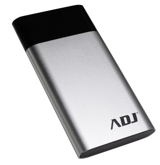 Power Bank ADJ serie HUNTER da 10000mah con 2 porte USB con controllo led e funzione torcia e scocca in alluminio colore Silver